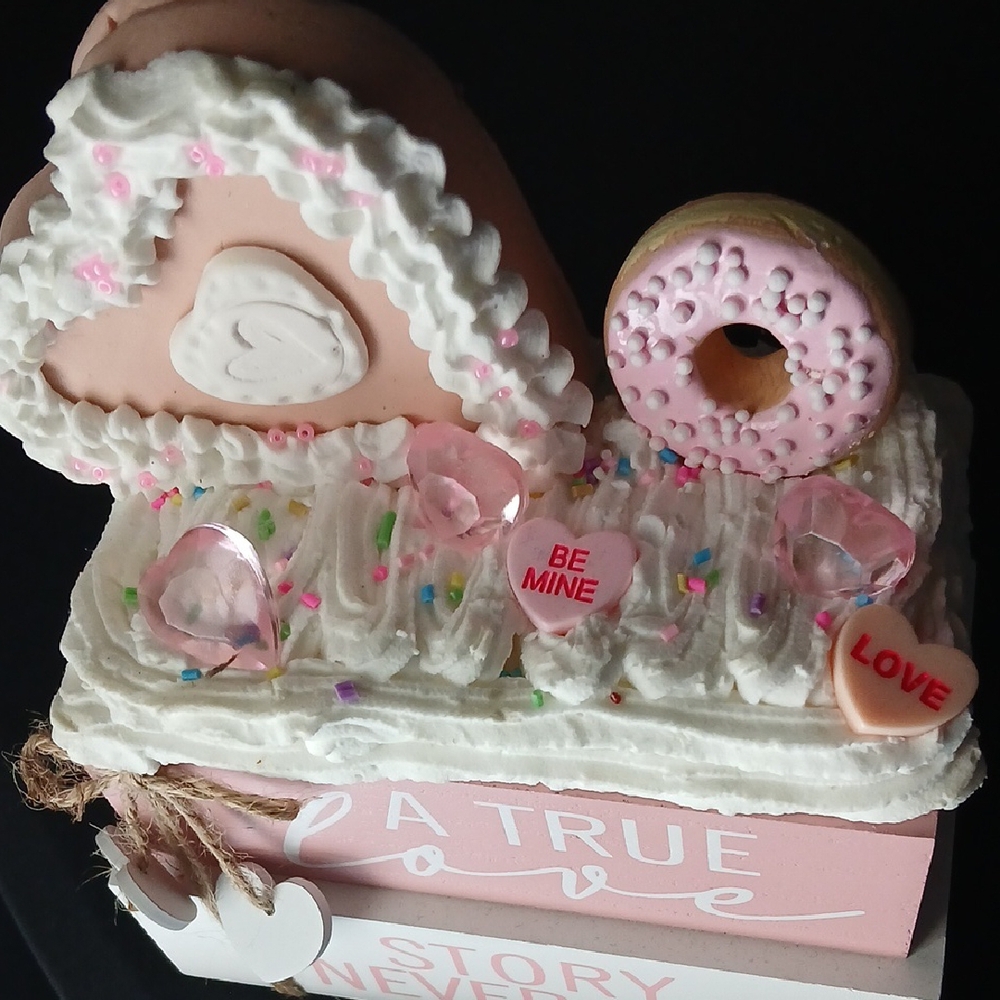 Pink and White Love Story Decorative Book Stack Decor - Picture 5 of 7